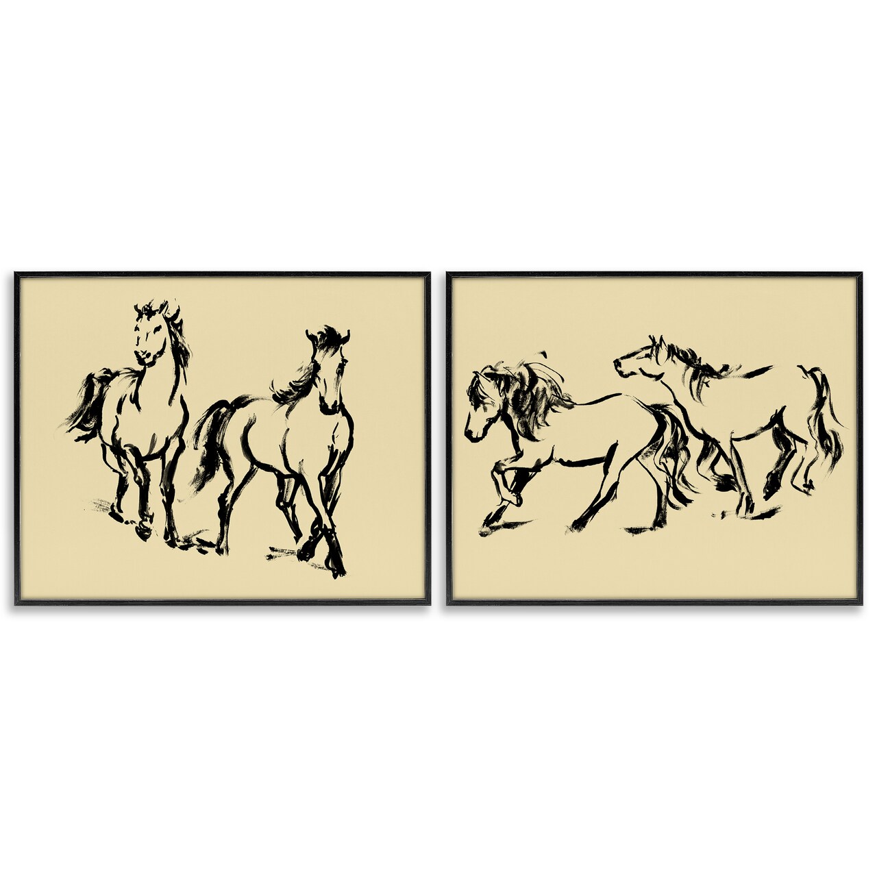 Stupell Industries Gestured Horses in Motion 2pc Framed Giclee Set, design by Victoria Barnes
